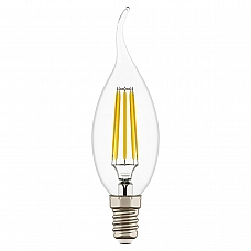 Лампа светодиодная филаментная Lightstar LED Filament E14 6W 3000К свеча на ветру прозрачная 933602